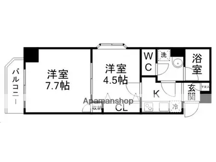 クレセール河原町(2K/3階)の間取り写真