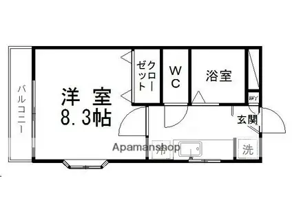 リヴィエール木町(1K/1階)の間取り写真