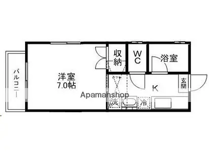 ハイムヒロ(1K/2階)の間取り写真