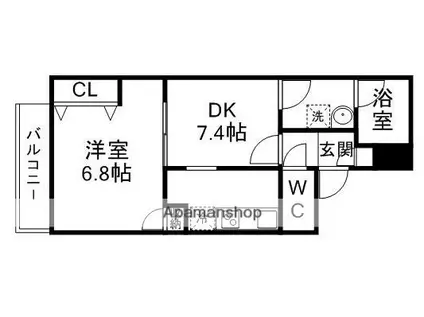 グレース仙台南(1DK/4階)の間取り写真