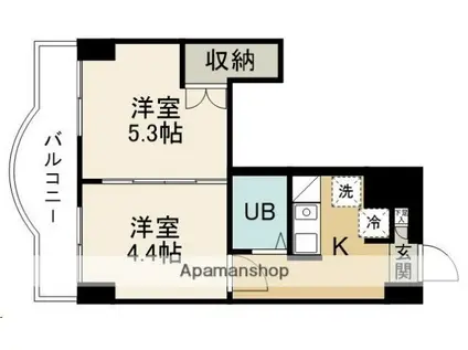 ランドマーク支倉(2K/10階)の間取り写真