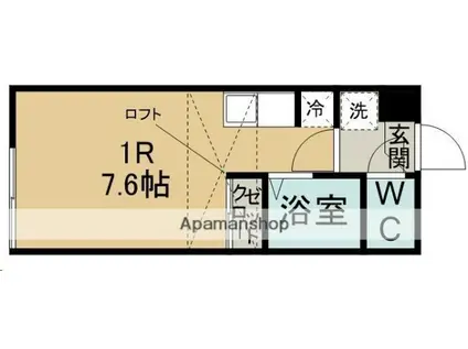 アイショウヴィラ国見(ワンルーム/1階)の間取り写真