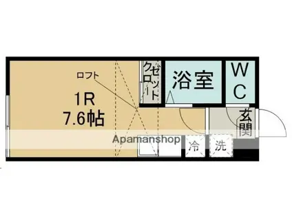 アイショウヴィラ国見(ワンルーム/1階)の間取り写真