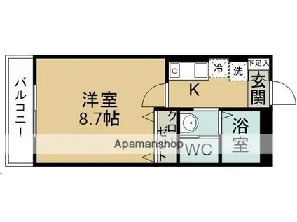 オーチャード国見(1K/4階)の間取り写真