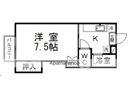 ハイアット北山(1K/1階)の間取り写真