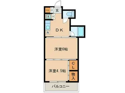 シャングリラ高松(2DK/3階)の間取り写真