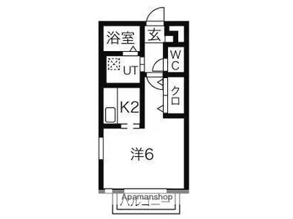 グレイス国見ヶ丘(1K/2階)の間取り写真