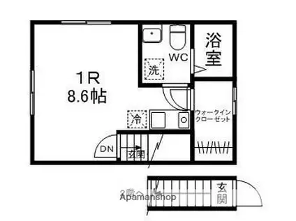 プランタン八幡(ワンルーム/2階)の間取り写真