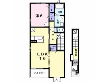 カーサセレノ(1LDK/2階)の間取り写真