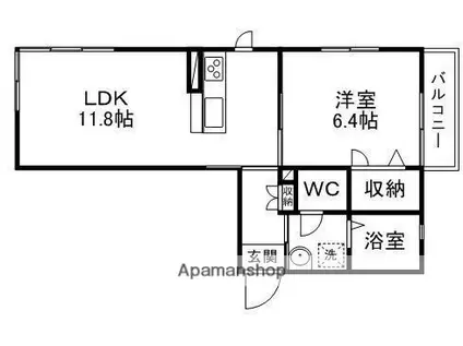 プチ・フルール国見(1LDK/1階)の間取り写真