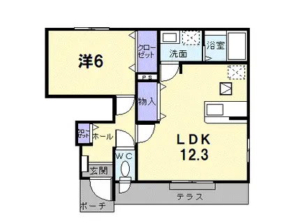 カーサ プラシード(1LDK/1階)の間取り写真