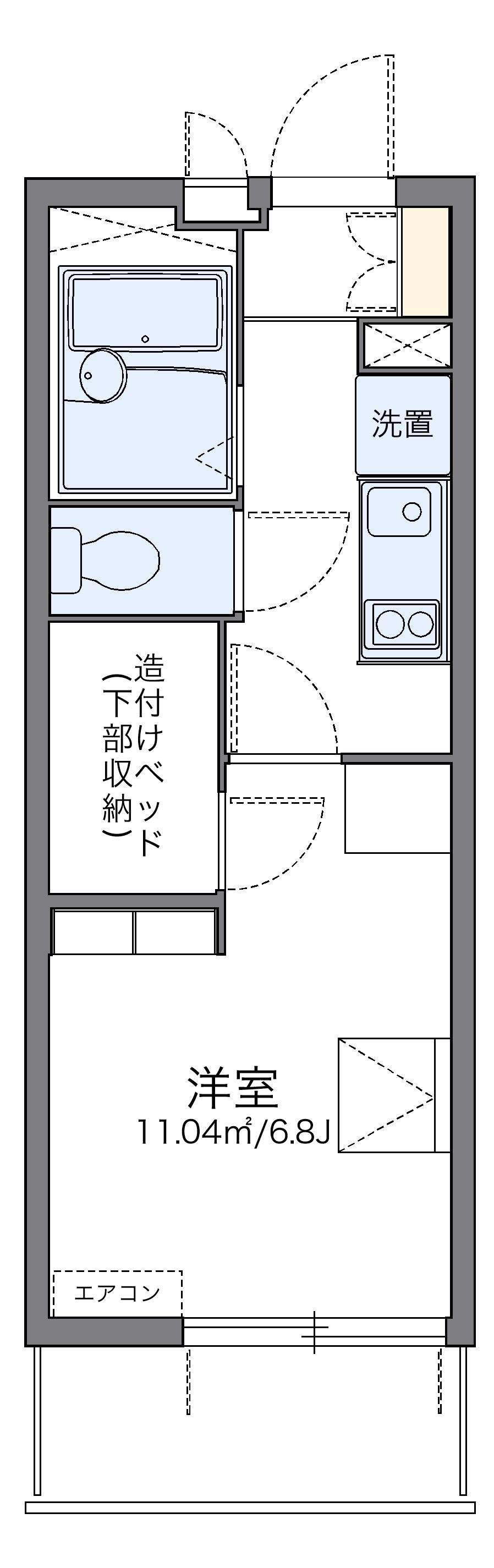 レオパレススカイ仙台(1K/1階)の間取り写真
