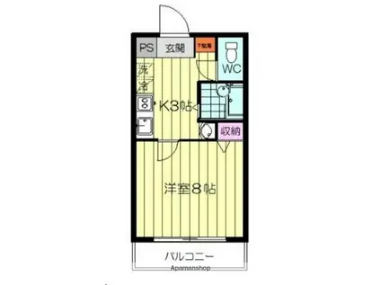 ロイヤルハイツ東八(ワンルーム/2階)の間取り写真