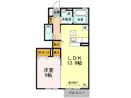 ノースアートヒルズ(1LDK/1階)の間取り写真