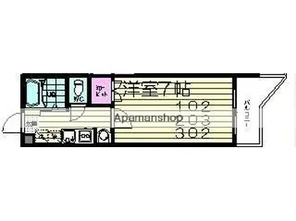 スカイヒルズ台原(1K/1階)の間取り写真