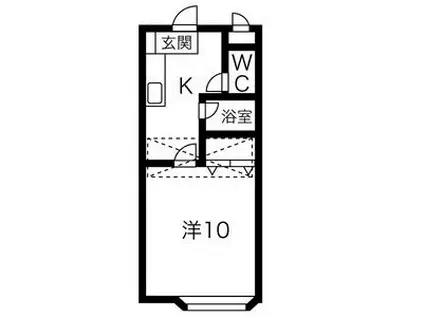 オークヒルズ(1K/2階)の間取り写真