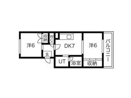 杜栄マンションS棟(2DK/1階)の間取り写真