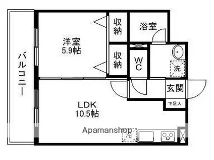 ナインフラッツ八幡(1LDK/3階)の間取り写真