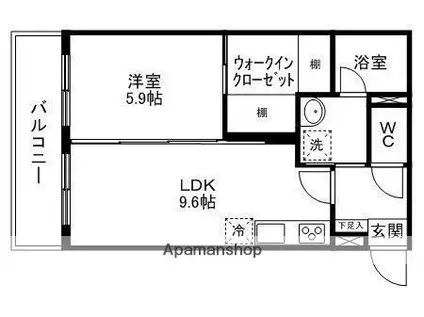 ナインフラッツ八幡(1LDK/3階)の間取り写真
