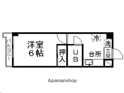 リバティーハイツ二日町(1K/4階)の間取り写真