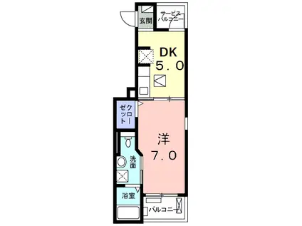 シャルール・エイト(1DK/1階)の間取り写真