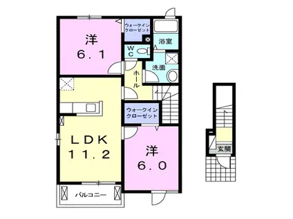 クラールⅡ(2LDK/2階)の間取り写真