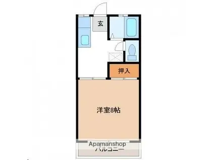 クレセントハウス米ヶ袋(1K/1階)の間取り写真