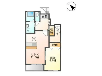 メゾン・アンソレイユ(1LDK/1階)の間取り写真