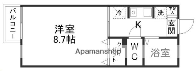 仙山線 東北福祉大前駅 徒歩10分 2階建 築31年(1K/1階)の間取り写真