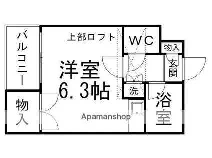 ロイヤルヒルズ富沢Ⅰ(ワンルーム/3階)の間取り写真