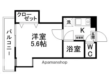ソレイユ柏木二丁目(1K/2階)の間取り写真