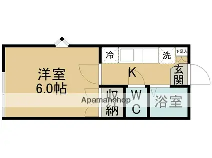 パルリバーハイツ(1K/2階)の間取り写真