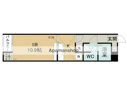ミスターK6(ワンルーム/2階)の間取り写真