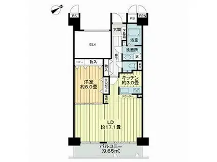 ロイヤルパレス台原森林公園梢の森(1LDK/13階)の間取り写真