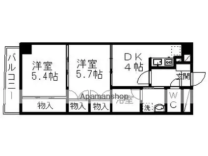 ロイヤルヒルズ中野(2DK/3階)の間取り写真