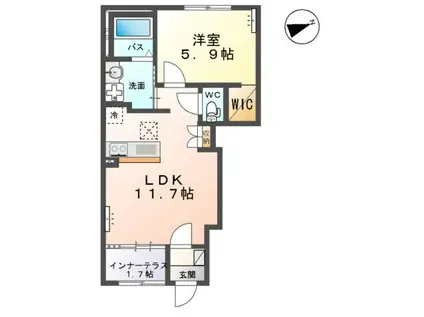 クレストコート(1LDK/1階)の間取り写真