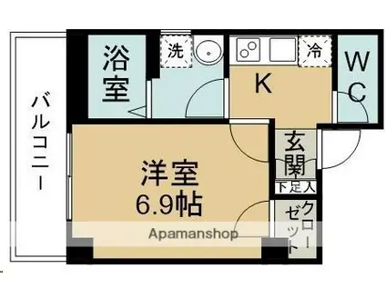 杜のレジデンス・通町(1K/2階)の間取り写真