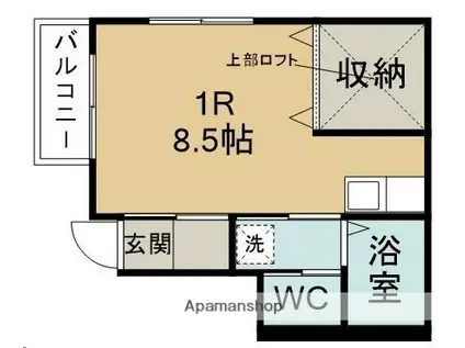 カーサベルデ川内(ワンルーム/1階)の間取り写真