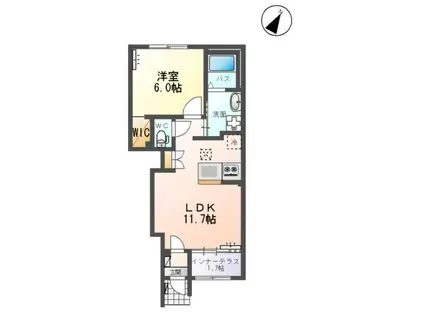 ユリシス(1LDK/1階)の間取り写真