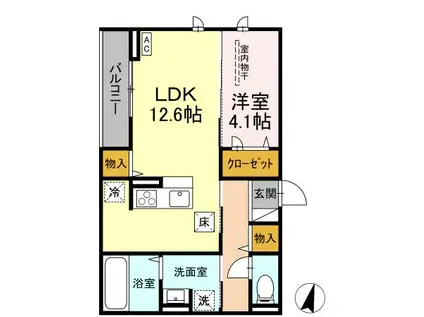 TELESCOPIO(1LDK/1階)の間取り写真