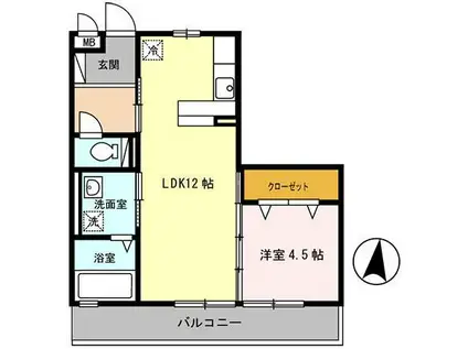 イリエール九番館(1LDK/3階)の間取り写真