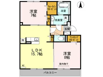 ピアチェヴォーレK(2LDK/2階)の間取り写真