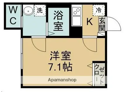 城壁のカメリアⅡ(1K/1階)の間取り写真