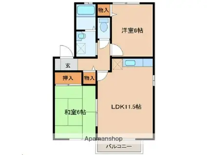 デライトコートA(2LDK/2階)の間取り写真