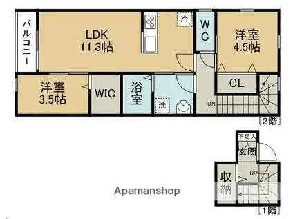 ピュアランド燕沢東(2LDK/2階)の間取り写真