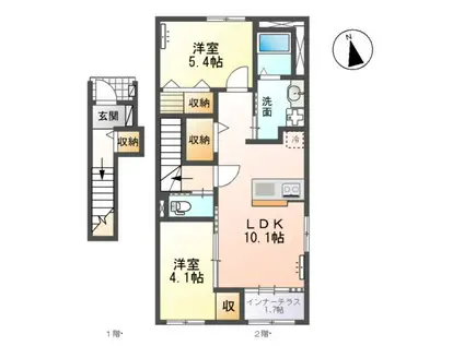 コンフォースN(2LDK/2階)の間取り写真
