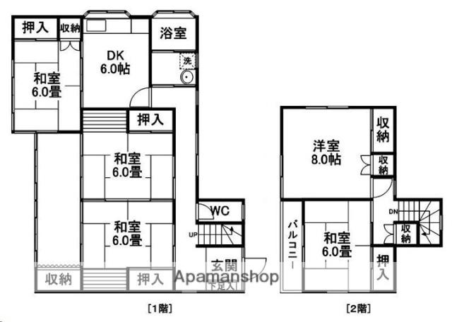 東北本線 南仙台駅 徒歩16分 2階建 築39年(5DK)の間取り写真