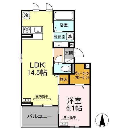 リヴェール長町(1LDK/2階)の間取り写真