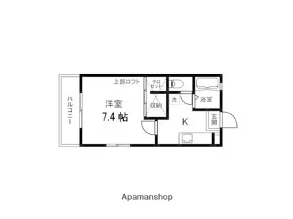 藤ハイツ(1K/2階)の間取り写真