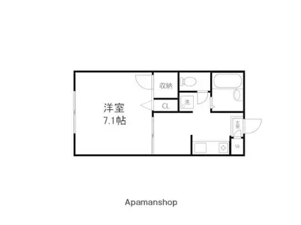 クレスト・向陽台(1K/1階)の間取り写真